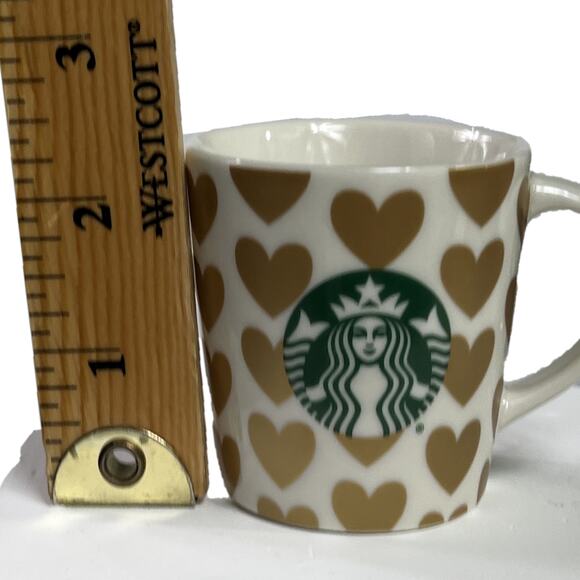 Starbucks 2015 Siren Love Gold Heart Demitasse Espresso Coffee Mini Mug Cup - Picture 12 of 12